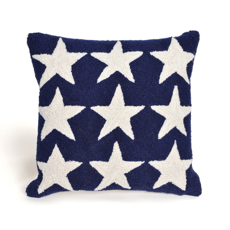 Liora Manne Frontporch Stars Indoor/Outdoor Pillow- Blue
